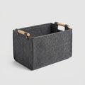 Foldable Large Felt Firewood Storage Basket with Wooden Handles