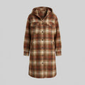 Oversized Plaid Longline Shacket with Hood