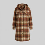 Oversized Plaid Longline Shacket with Hood
