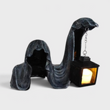 Ghost Figure with Lantern - Glowing Halloween Decoration Gray
