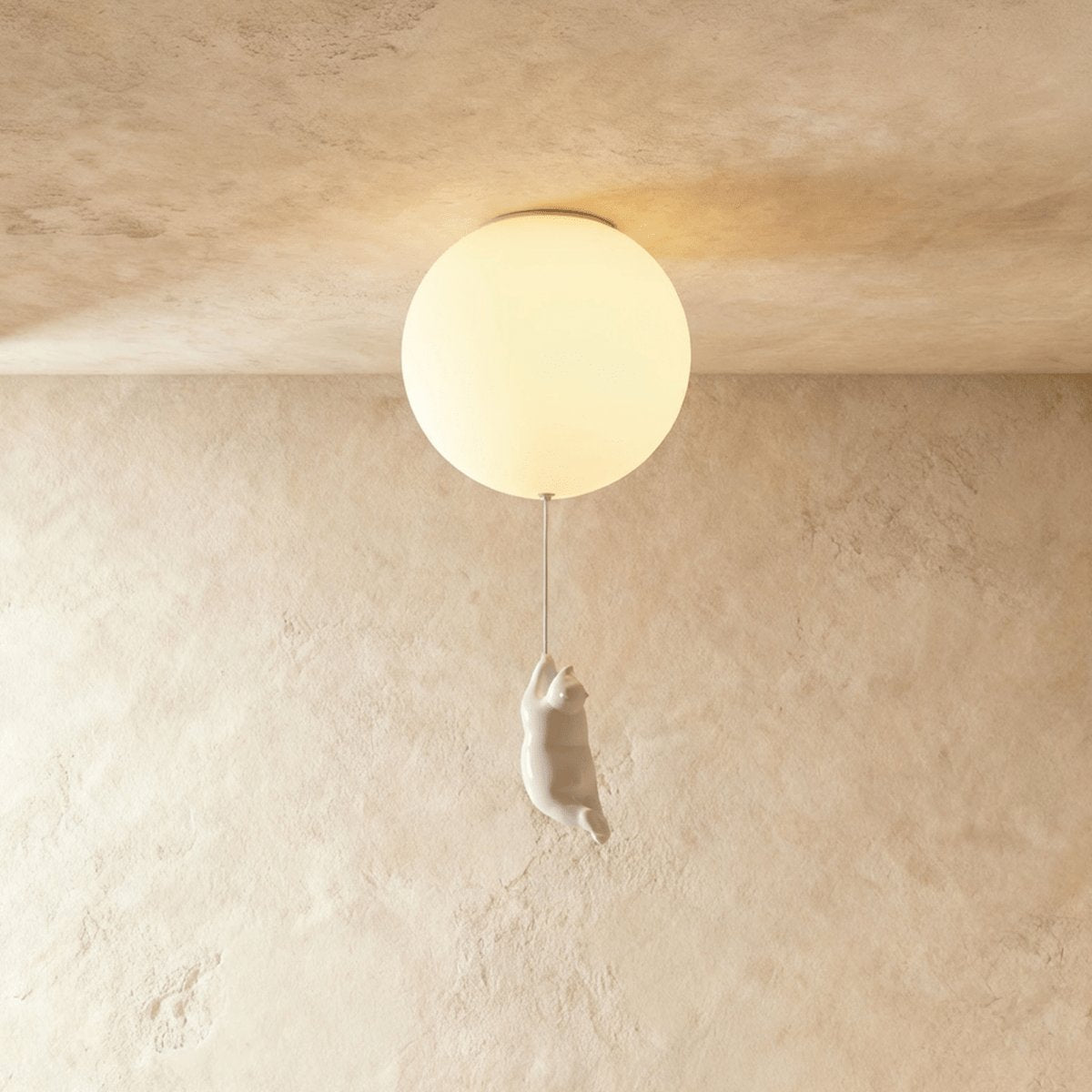 Minimalist Metal Ceiling Light with Bear Figurine
