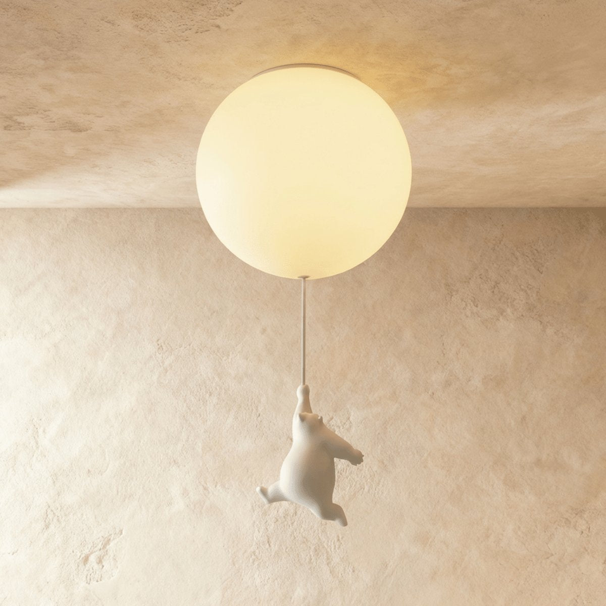 Minimalist Metal Ceiling Light with Bear Figurine