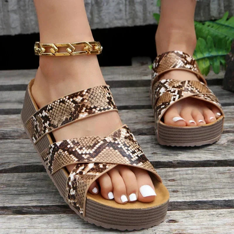 Women's Orthopedic Platform Slide Sandals – Cushioned Open-Toe Comfort Walking Shoes