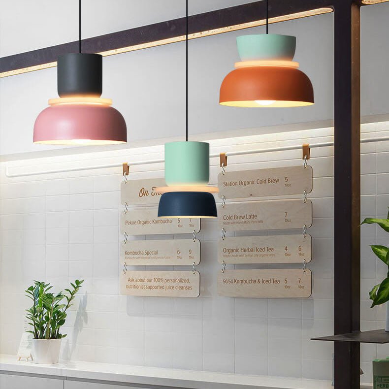 Nordic Metal LED Pendant Light Macaron Tiered Shade