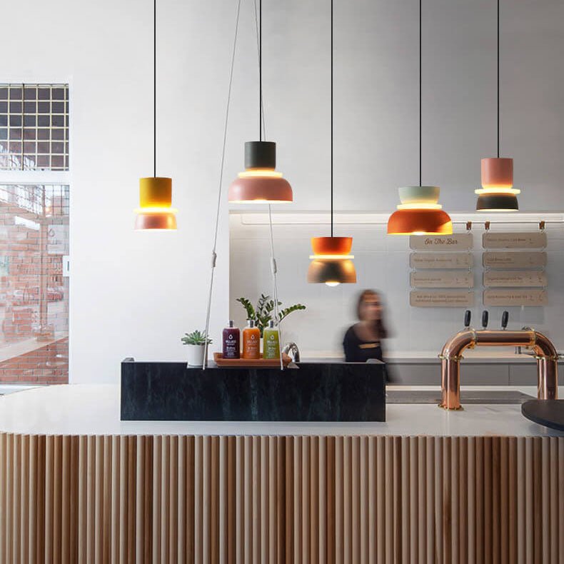 Nordic Metal LED Pendant Light Macaron Tiered Shade