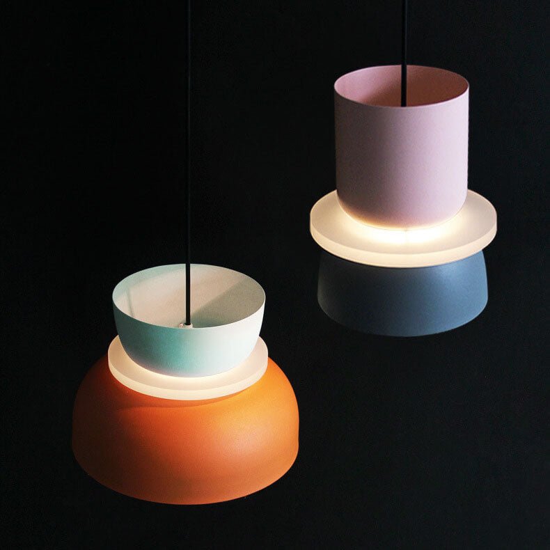 Nordic Metal LED Pendant Light Macaron Tiered Shade