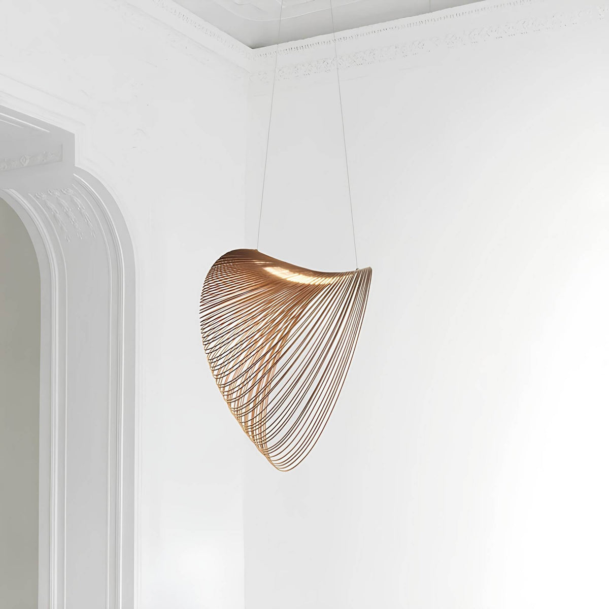 Scandinavian Oak Rope Pendant Lamp – Modern Minimalist Ceiling Light