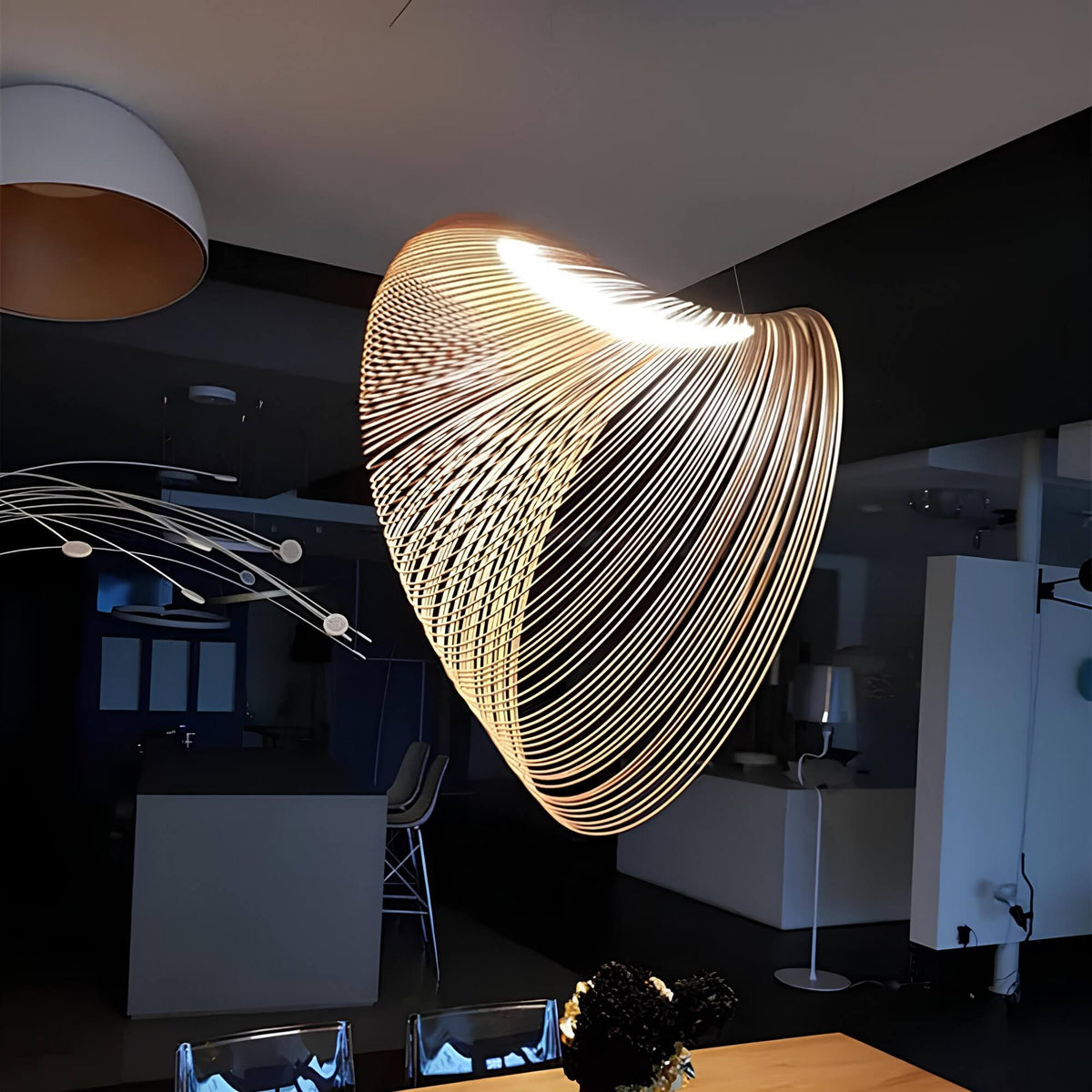 Scandinavian Oak Rope Pendant Lamp – Modern Minimalist Ceiling Light