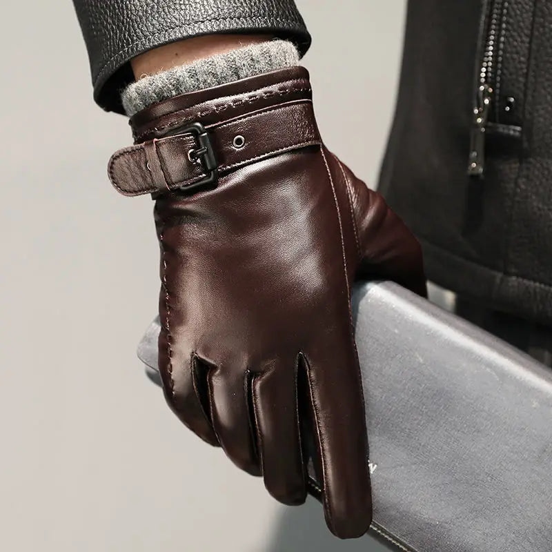 Mens Leather Gloves - Brown
