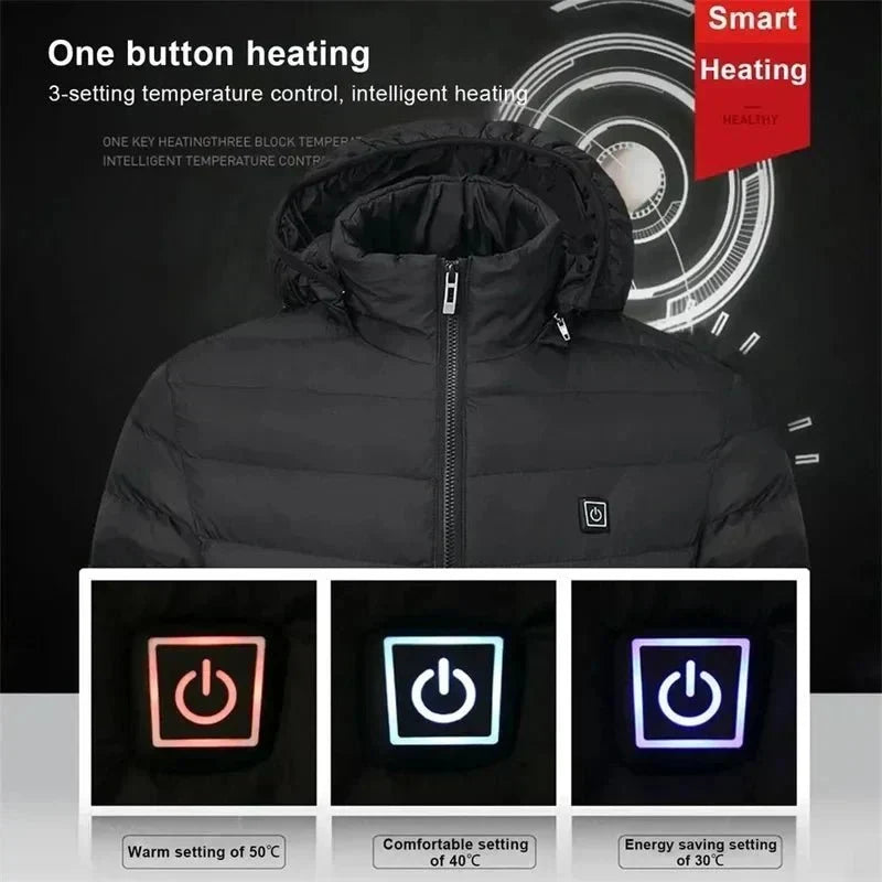 Unisex Rechargeable Heated Winter Jacket - Adjustable Heat Zones