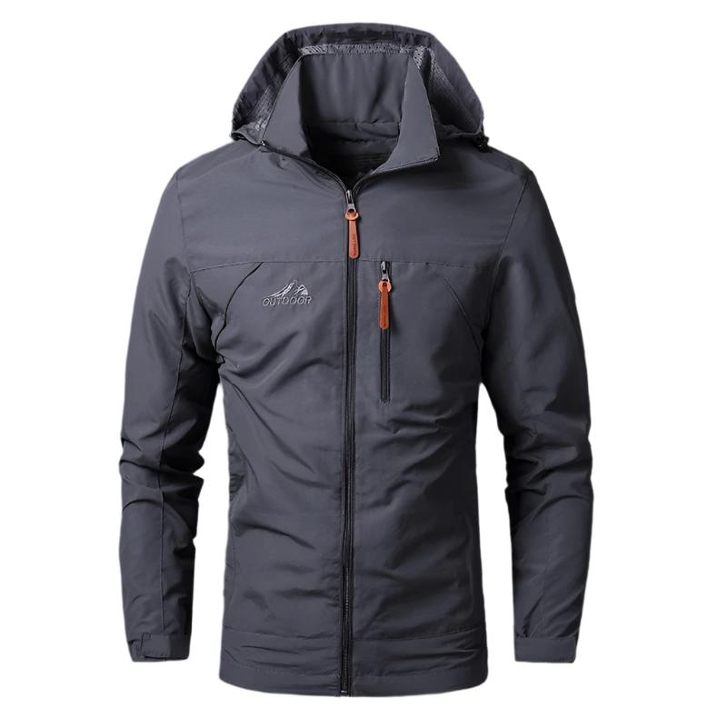Men's Waterproof Windproof Hiking Jacket - Multiple Zip Pockets
