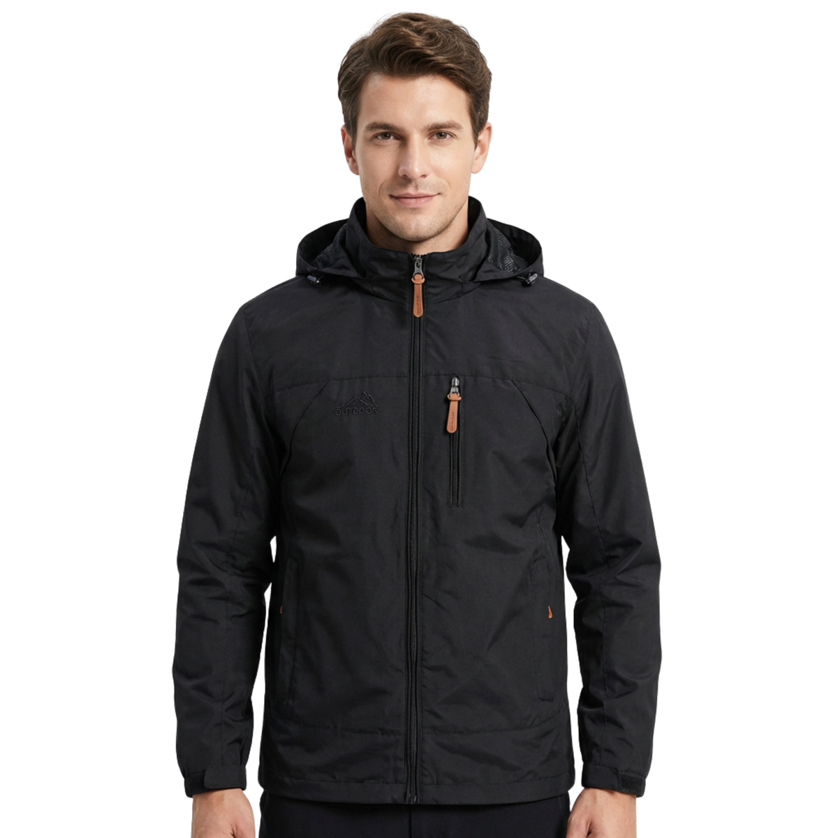 Men's Waterproof Windproof Hiking Jacket - Multiple Zip Pockets