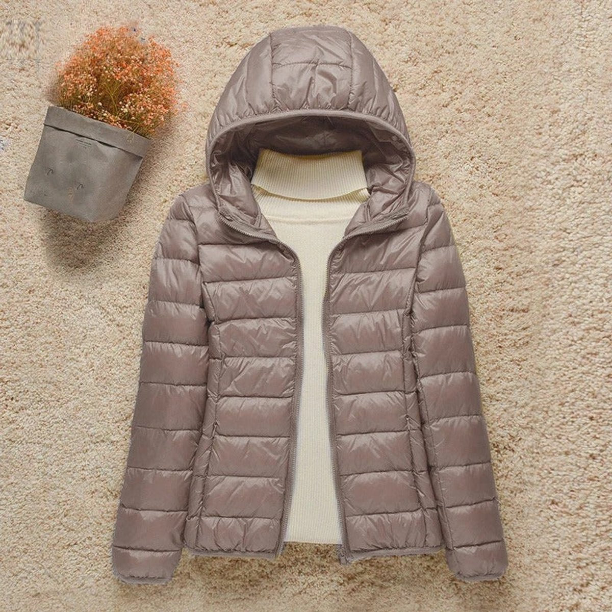 Women's Quilted Puffer Jacket with Hood