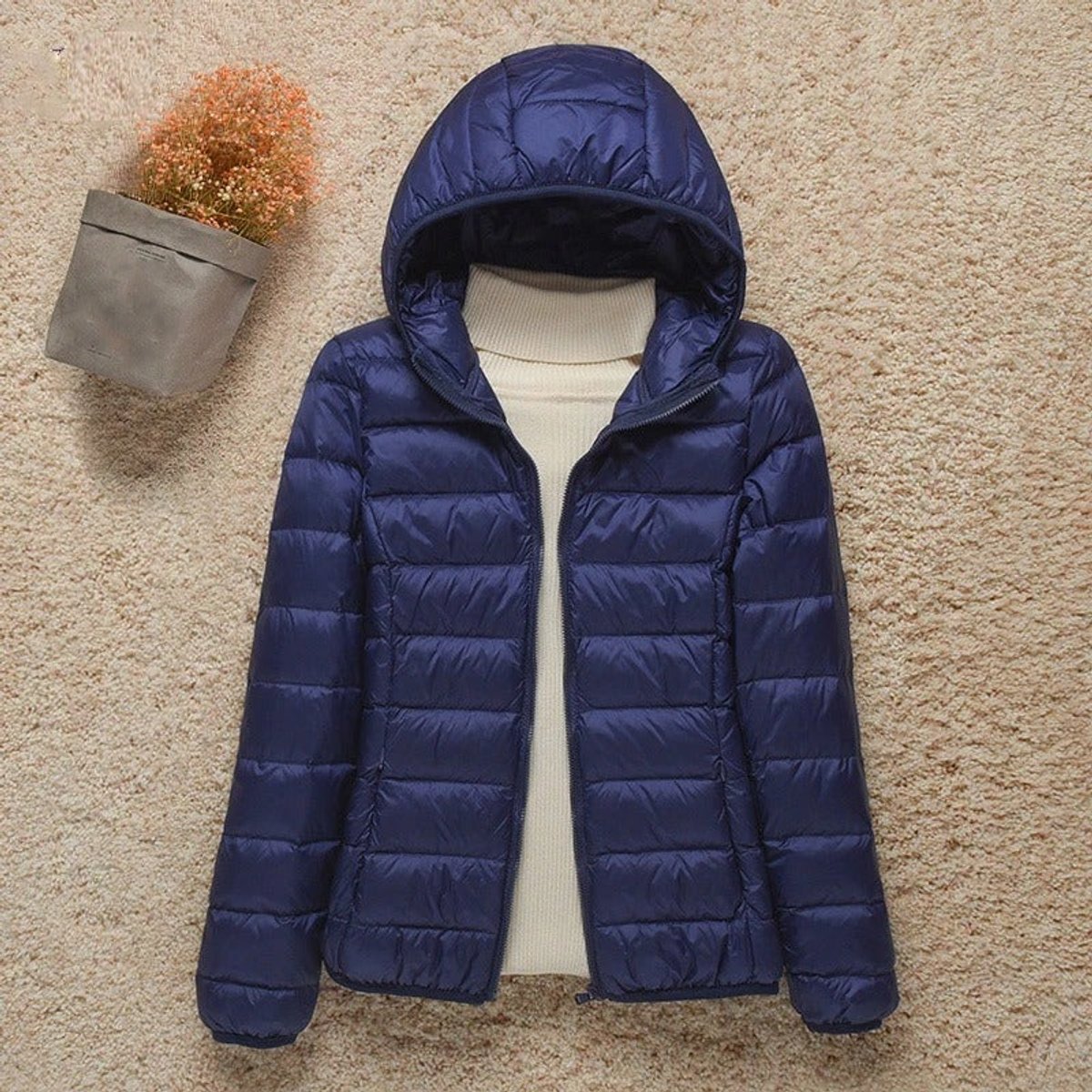 Women's Quilted Puffer Jacket with Hood
