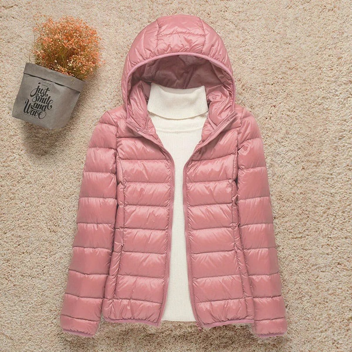 Women's Quilted Puffer Jacket with Hood