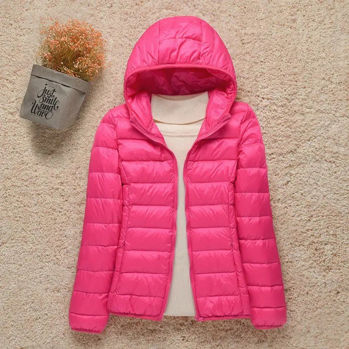 Women's Quilted Puffer Jacket with Hood