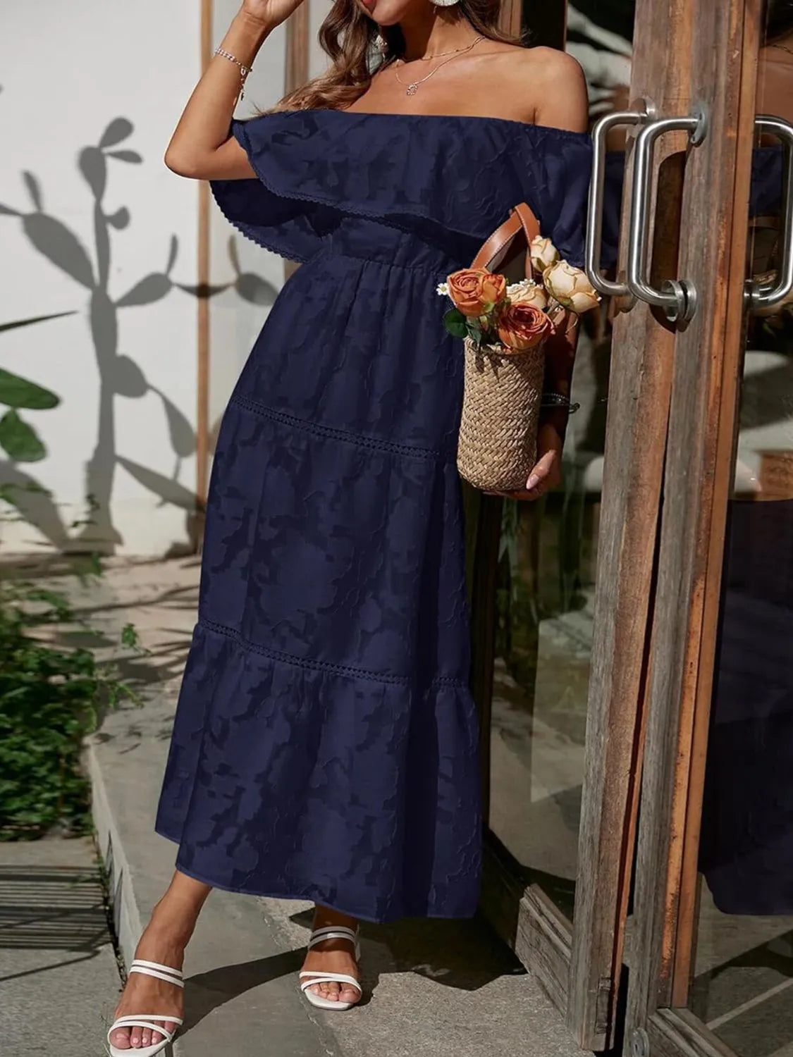 Women's Wedding Guest Off-Shoulder Maxi Dress – Wedding Guest