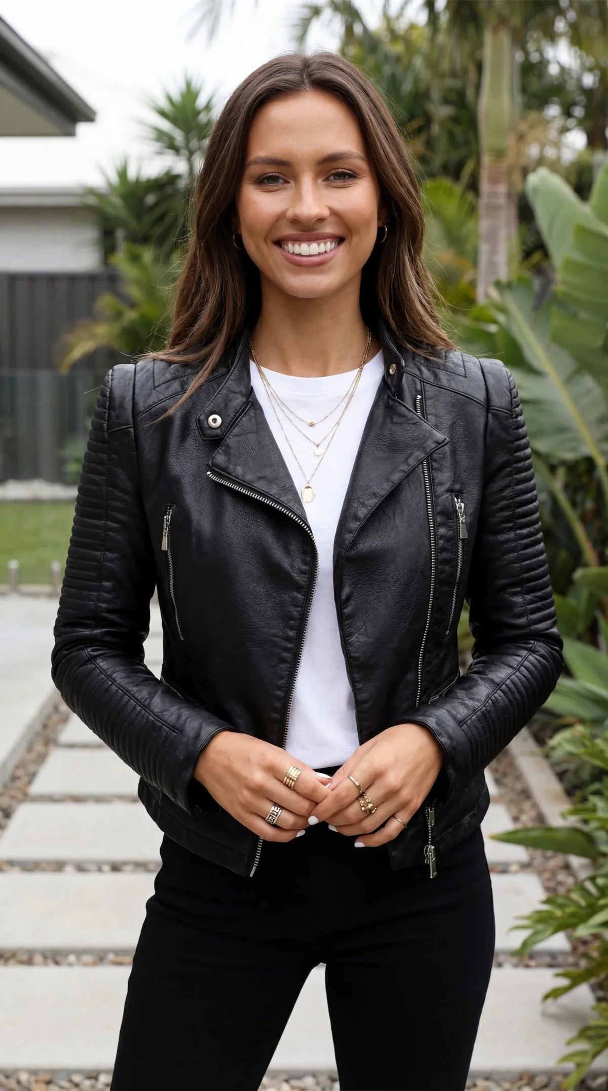 Women's Faux Leather Biker Jacket
